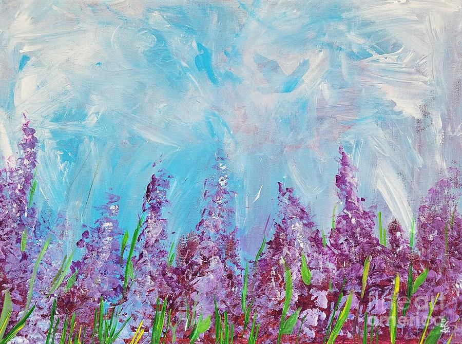 Field of Lilacs Painting by April Reilly