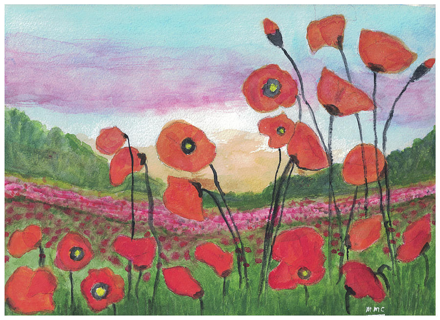 Field of Poppies Painting by Mary M Collins