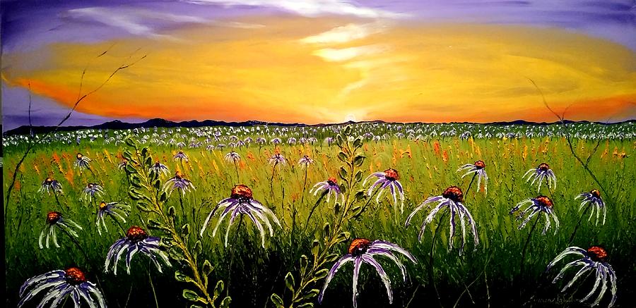 Field Of Purple Cone Wildflowers #4 Painting by James Dunbar