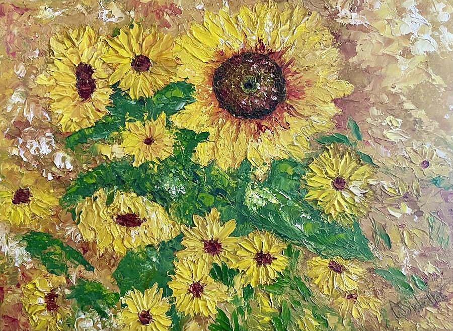 Field of Sunflowers Painting by Annamarie Sidella-Felts