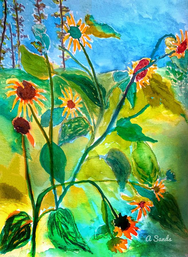 Field of Sunflowers Painting by Anne Sands