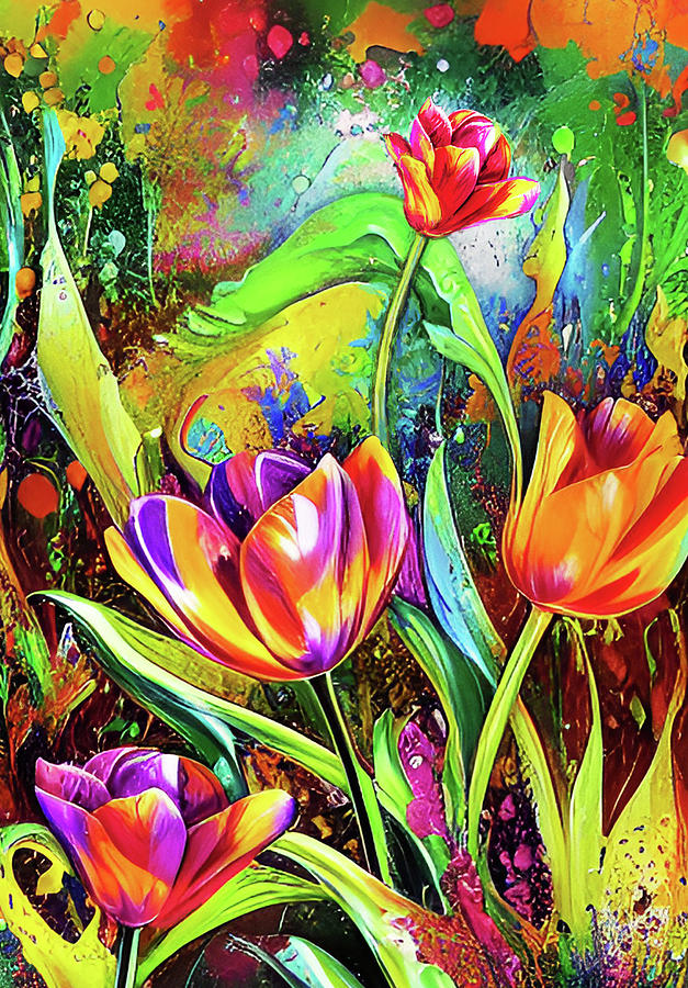 Field Of Tulips Digital Art By Grace Iradian Fine Art America