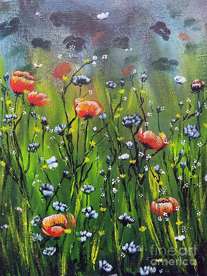 Field of wild flowers  Painting by Sharron Knight