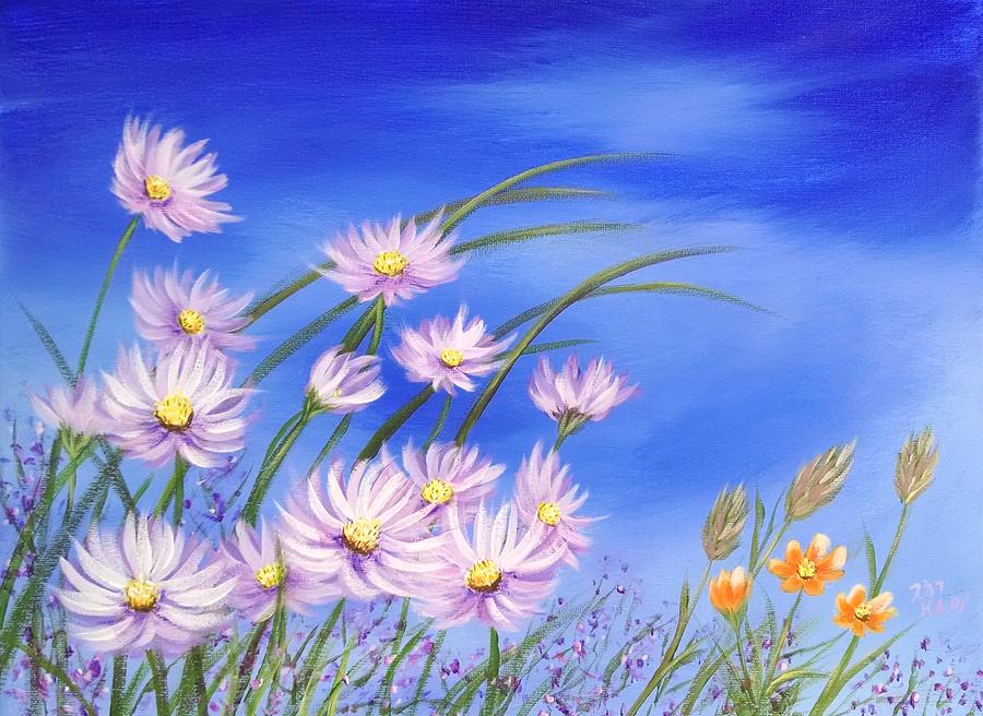 Field of Wildflowers 5 - Daisy Field Painting by Helian Cornwell