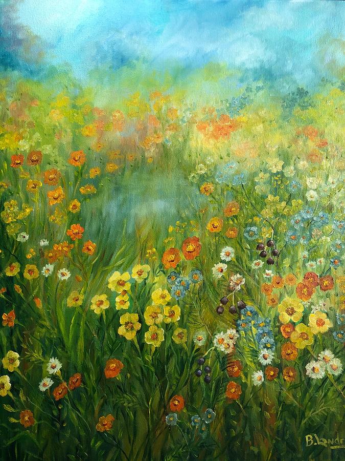 Field of Wildflowers Painting by Barbara Landry