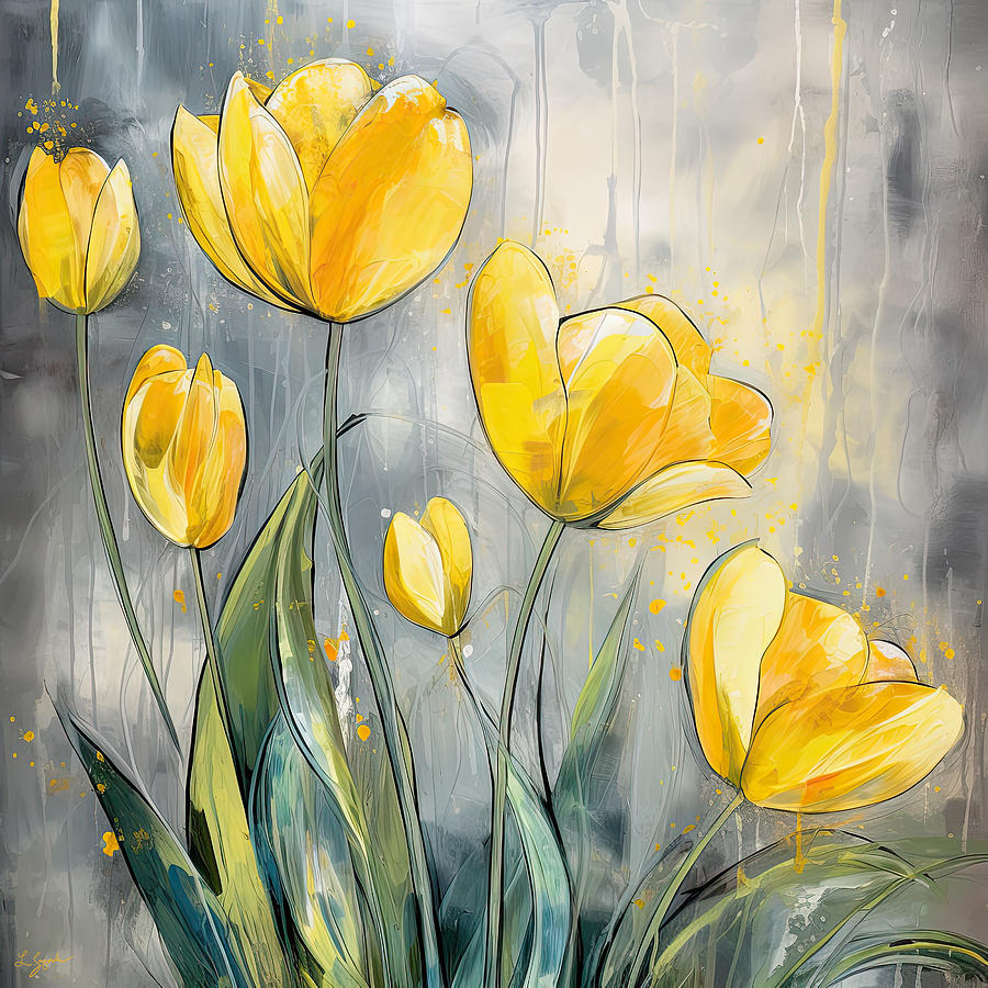 Field of Yellow Poppies - Yellow Poppies Artwork Painting by Lourry Legarde