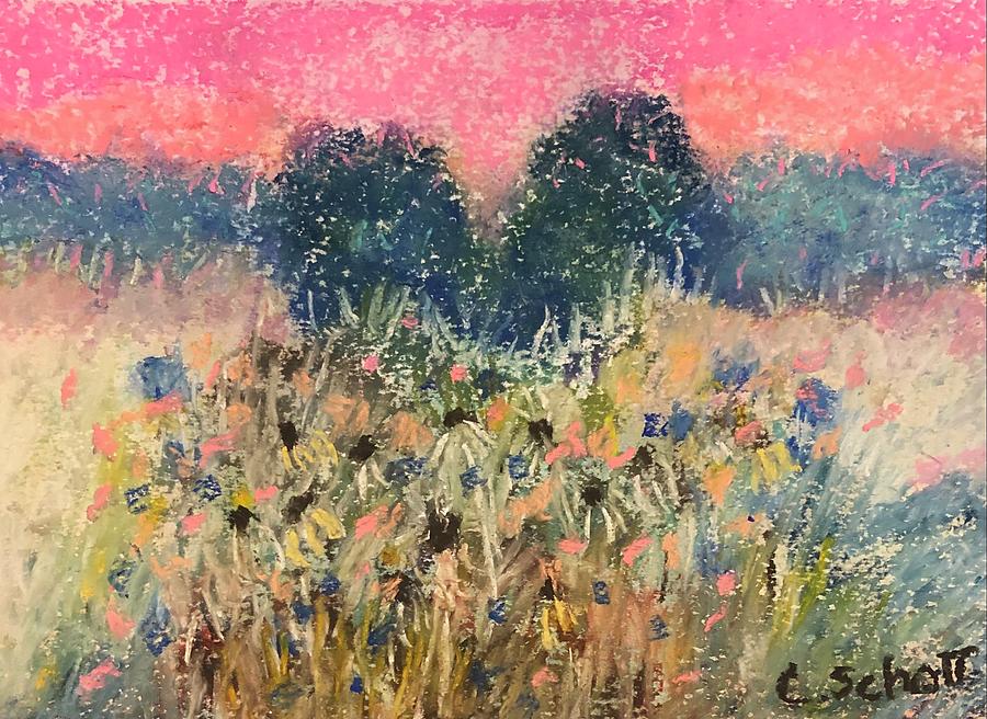 Field with Pink Sky Painting by Christina Schott