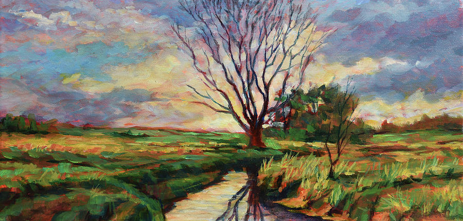 Field With Stream 3 Painting by David Dorrell
