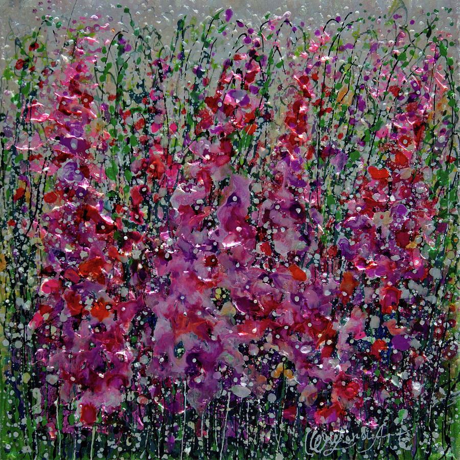 Fields of Flowers Run Wild Painting by Lena Owens - OLena Art Vibrant Palette Knife and Graphic Design