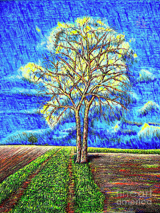 Field.tree Painting by Viktor Lazarev