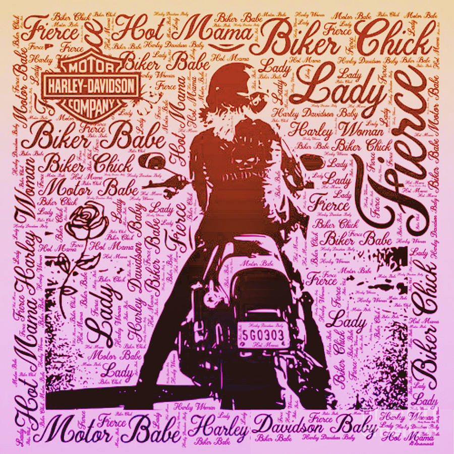 Harley Davidson Digital Art - Fierce Biker Chick by Gerilynn Samuel RockerchickART