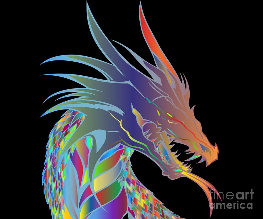 Fierce Colorful Dragon Digital Art