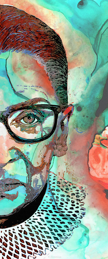 Abstract Painting - Fierce - Ruth Bader Ginsburg Portrait - Sharon Cummings by Sharon Cummings