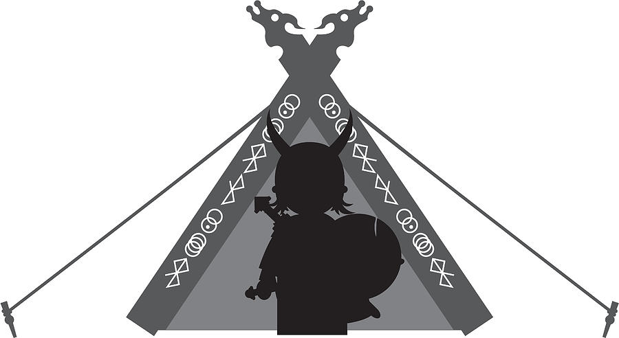 Fierce Viking and Tent Silhouette Drawing by Mark Murphy