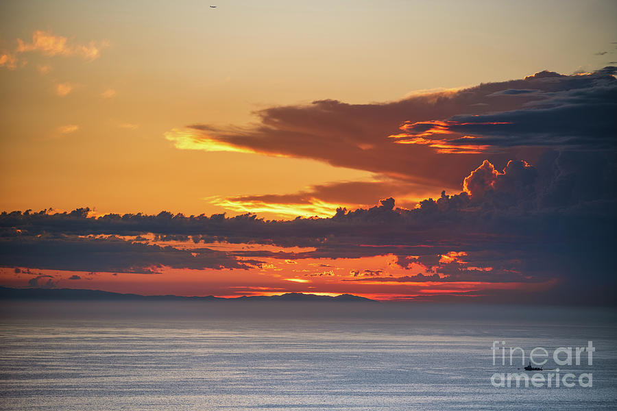 Fiery blaze painted sunset over Catalina Island  Photograph by Abigail Diane Photography