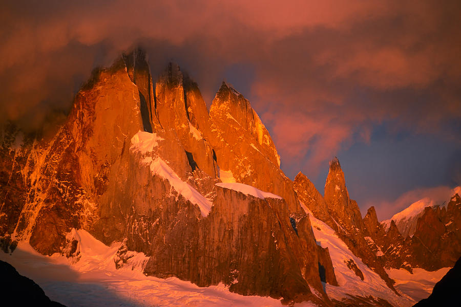 Fiery Cerro Torre Dawn Photograph by Andrew Luyten