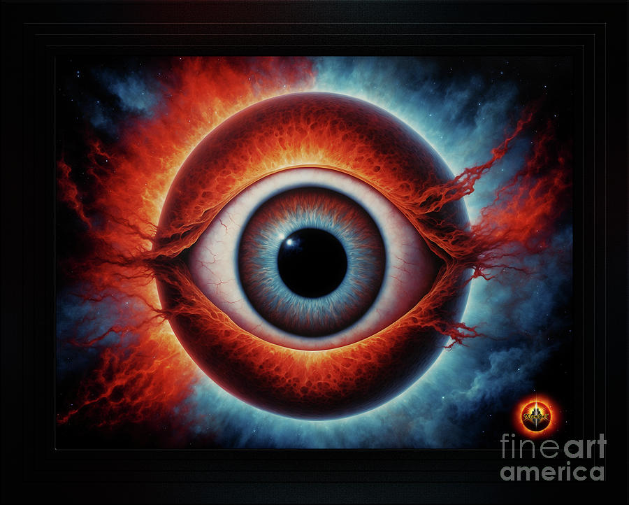 Fiery Eye Of The Mysterious Cosmos AI Concept Art by Xzendor7 Painting by Xzendor7