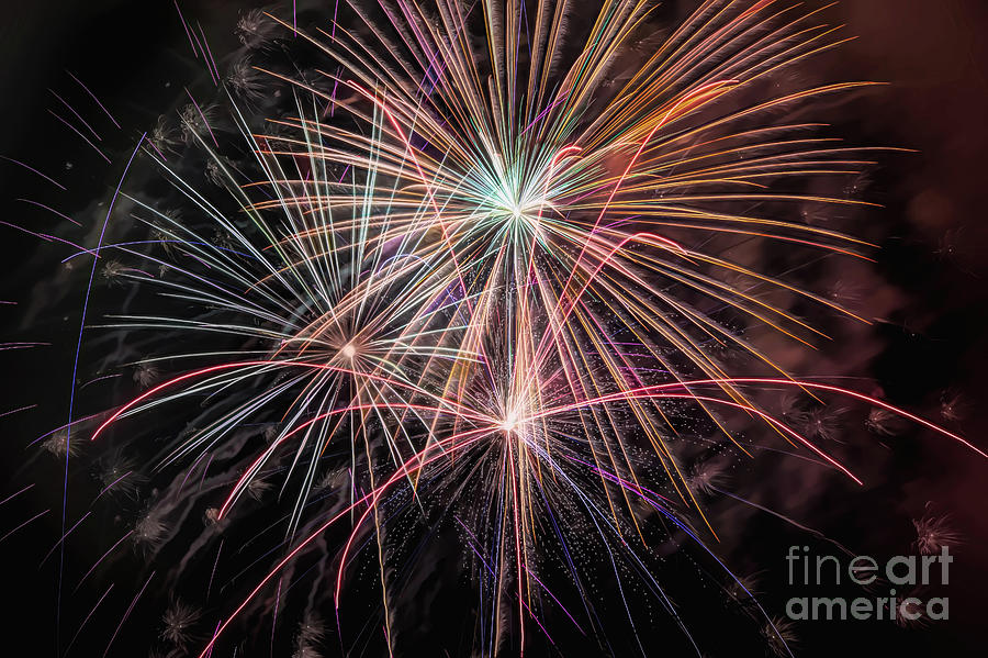 Fiery Firework Painted Photograph by Amy Dundon