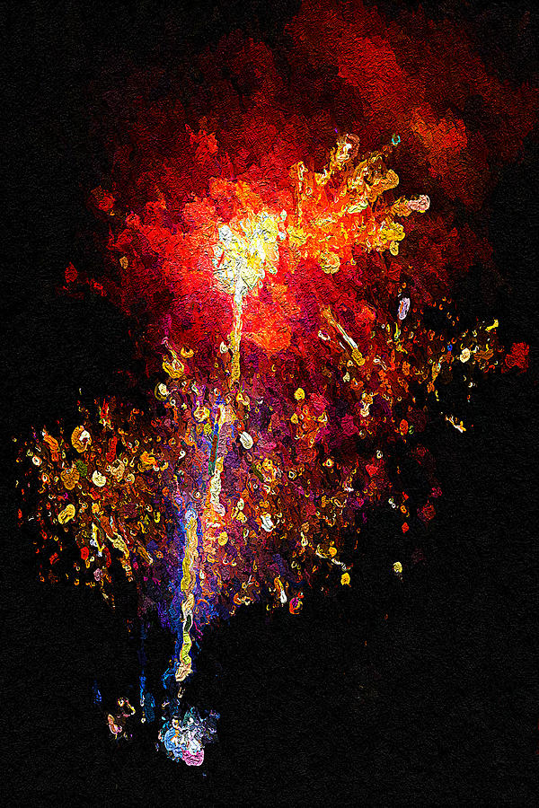 Fiery flowers blooming after dark Digital Art by Tatiana Travelways