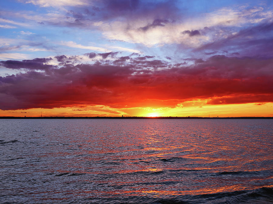 Fiery Lake Grapevine Sunset 111122 Photograph by Rospotte Photography