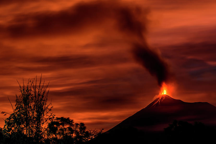 Fiery Lava Meets Fiery Sky Photograph
