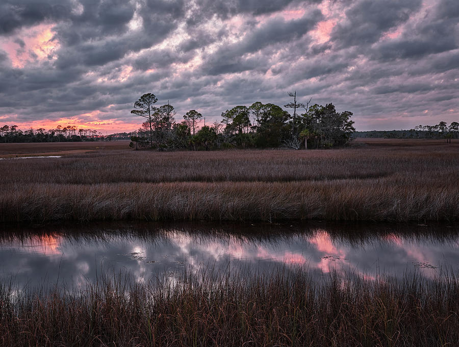 Fiery Marsh Sunset Photograph by Bill Chambers