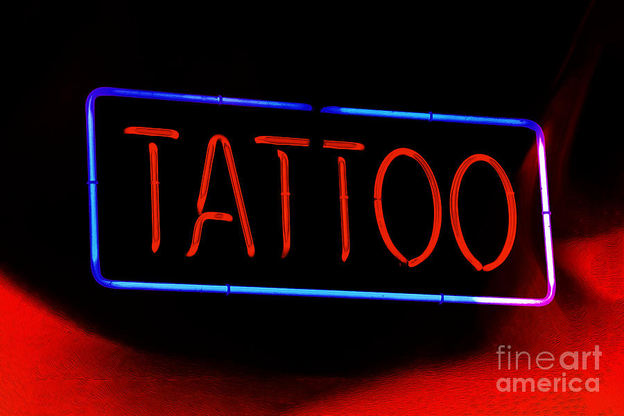 Fiery Neon Tattoo Sign Photograph by Phil Cardamone
