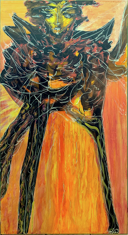 Fiery Orange Painting by Leslie Porter