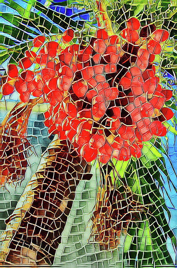 Fiery red tropical fruits Mixed Media by Tatiana Travelways