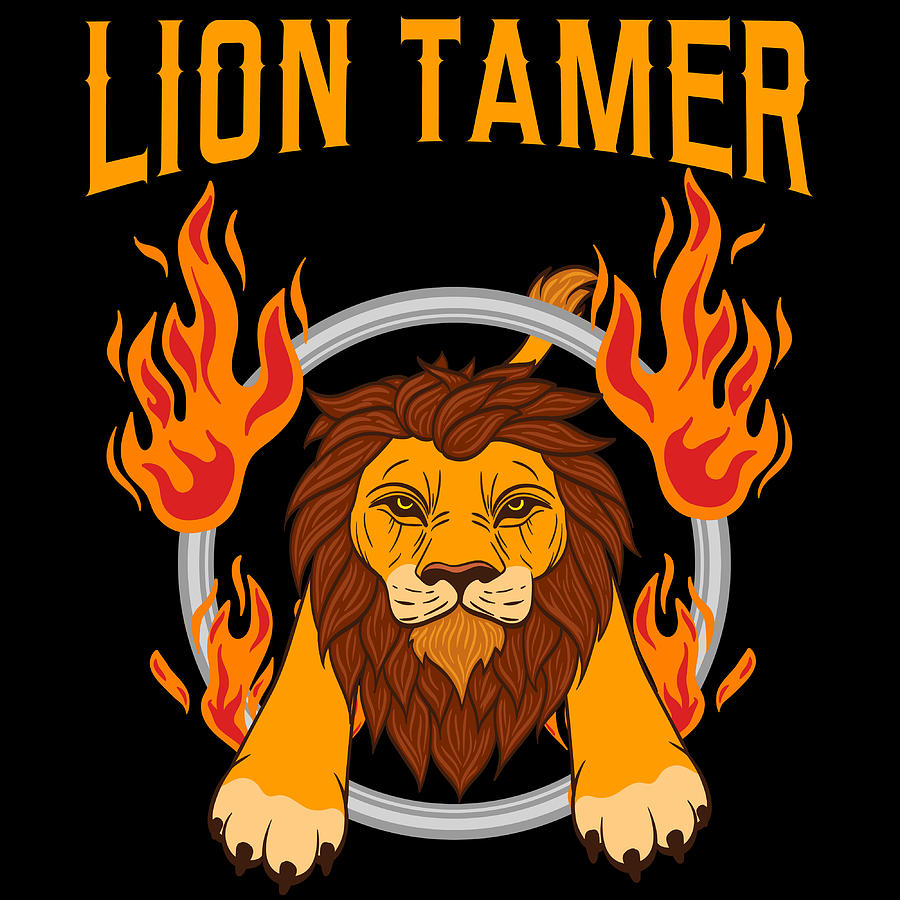 Fiery Retro Animal Design A Nice Illustration Of A Lion King Lion Tamer Tshirt Jungle Animal Mixed Media By Roland Andres
