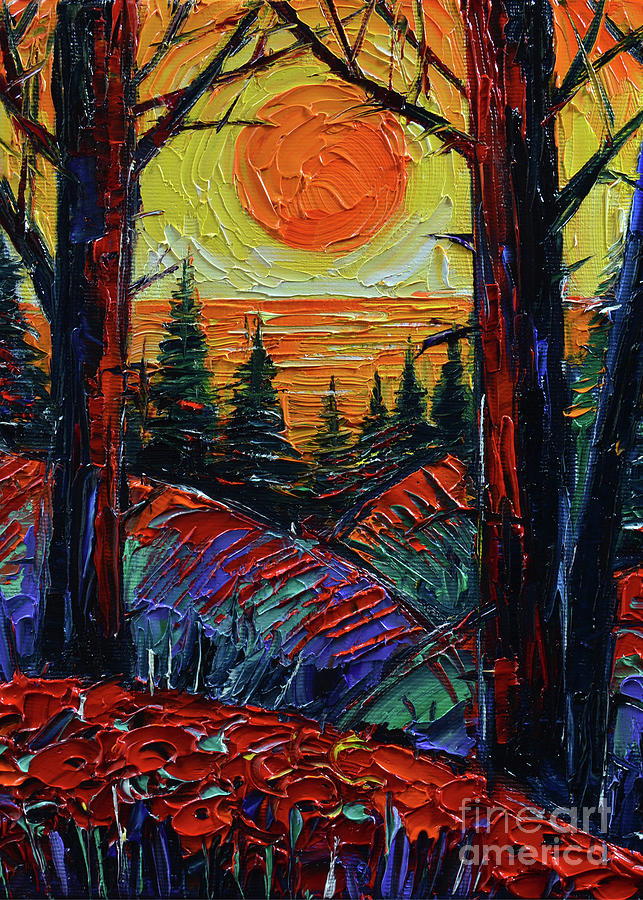 Poppy Painting - Fiery Sea Sunset by Mona Edulesco