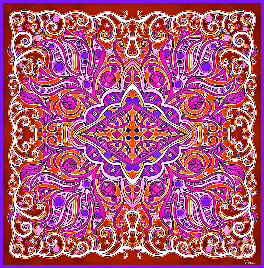 Fiery Smokin Psychedelic Paisley Design  Mixed Media by Lise Winne