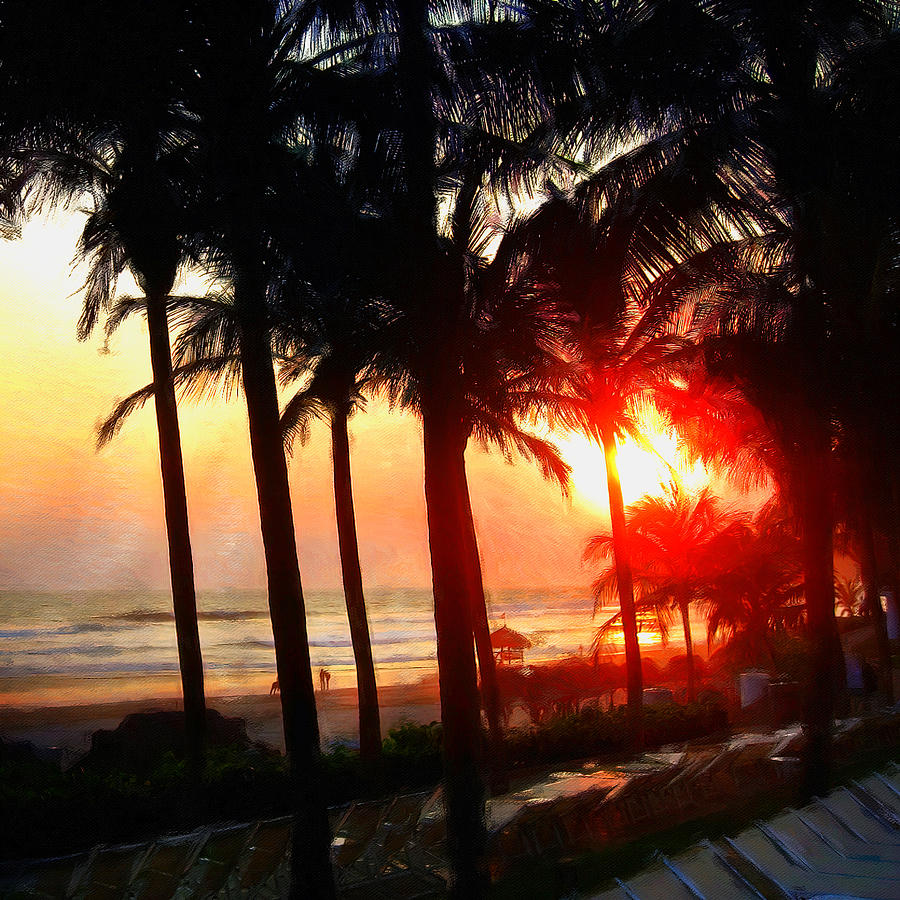 Fiery sunset on the beach Photograph by Tatiana Travelways
