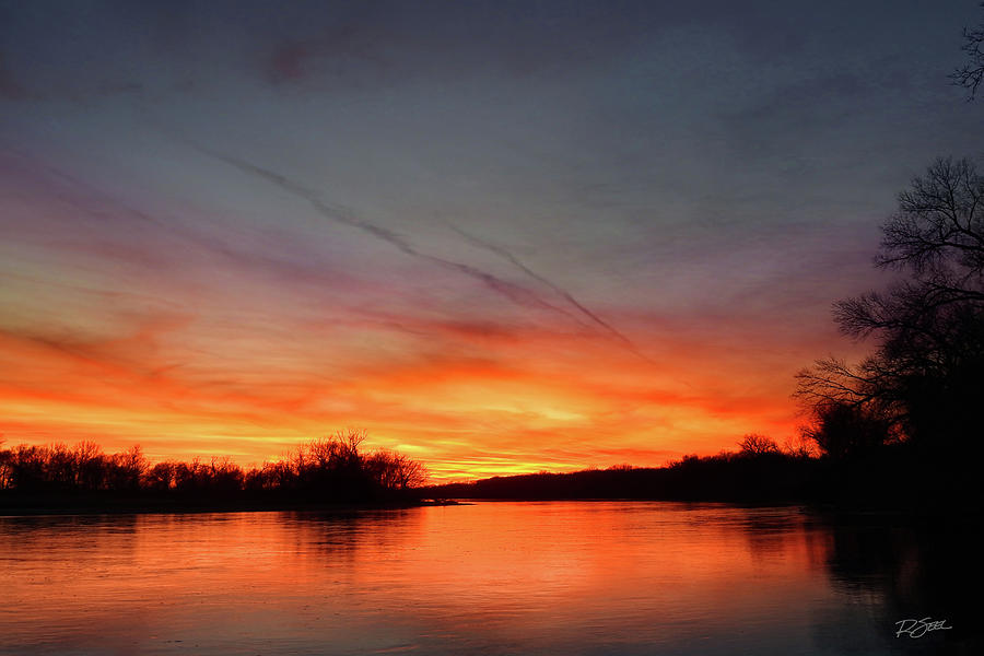 Fiery Sunset on the River Photograph by Rod Seel