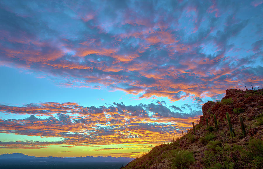 Fiery Sunset Over Gates Pass Photograph by Chris Anson