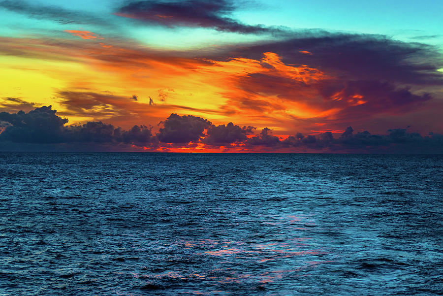 Fiery Sunset Over The Indian Ocean Photograph