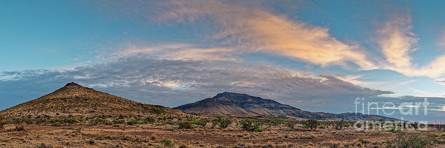 Fiery Sunset Panorama Of Blue Mountain And Unnamed Peak - Davis Mountains Scenic Loop - Fort Davis Photograph