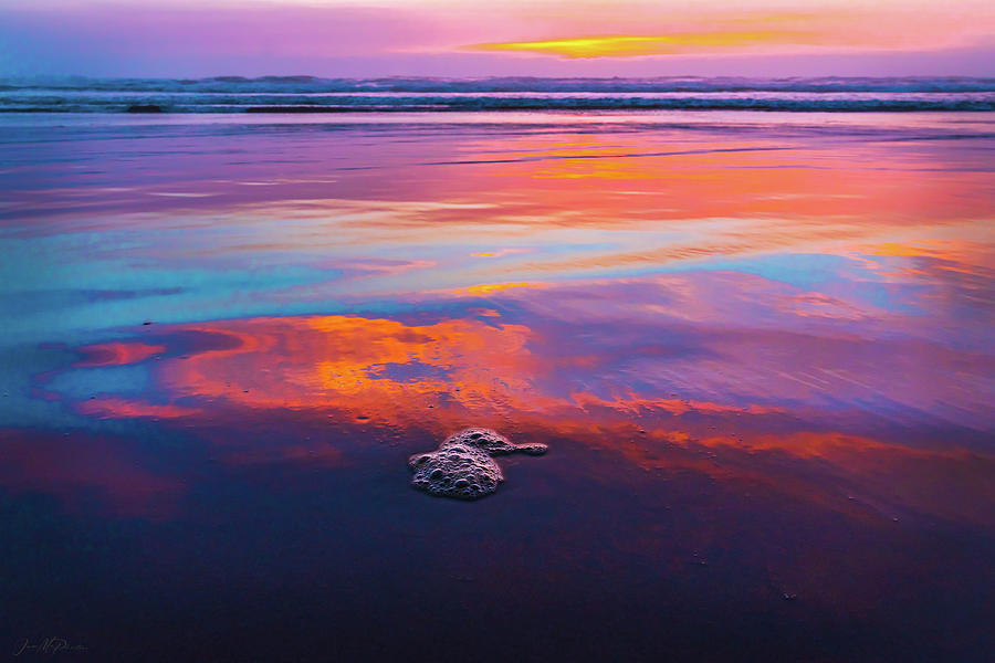Fiery Sunset Reflection on the Oregon Coast Photograph by Jason McPheeters