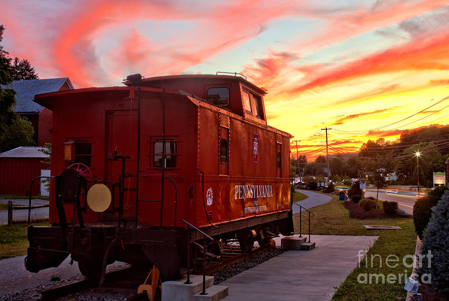 Fiery Swirls Over The Export, PA Caboose Photograph by Adam Jewell