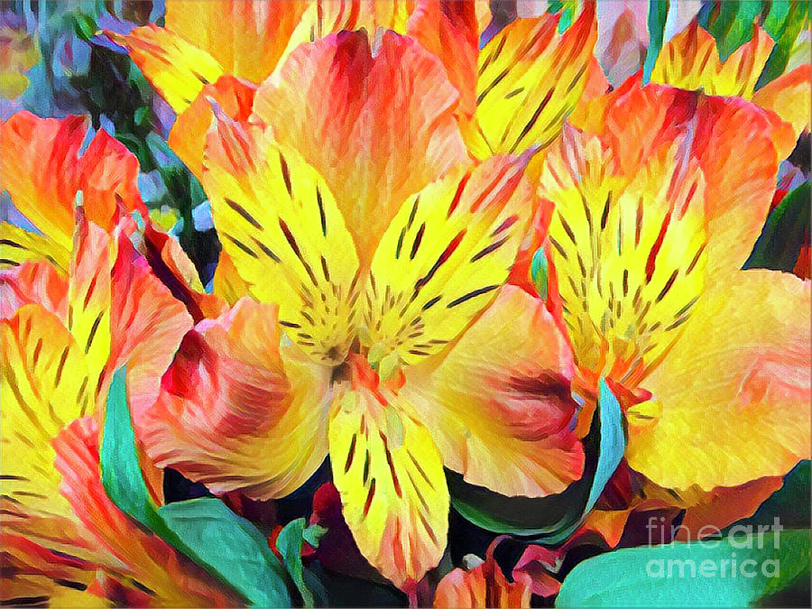 Fiery Tiger Lily - Digital Painting Photograph by Miriam Danar