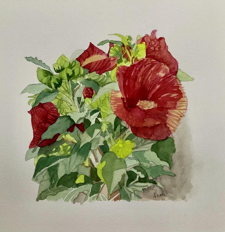 Flowers Still Life Painting - Fiesta Hibiscus by Nicole Curreri