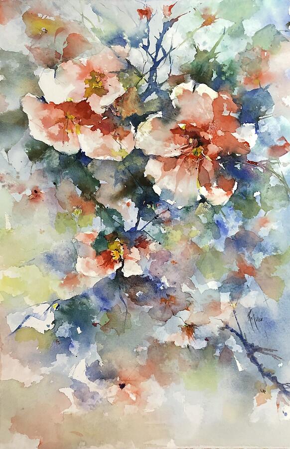 Japonica Joy Fiesta Painting by Robin Miller-Bookhout