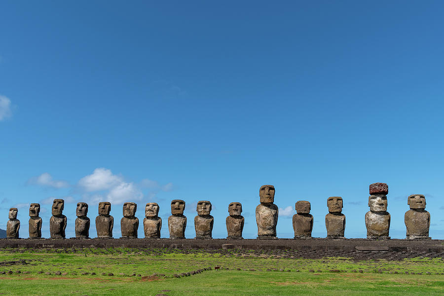 Fifteen Moai at Ahu Tongariki Photograph by Andrew Bower - Fine Art America