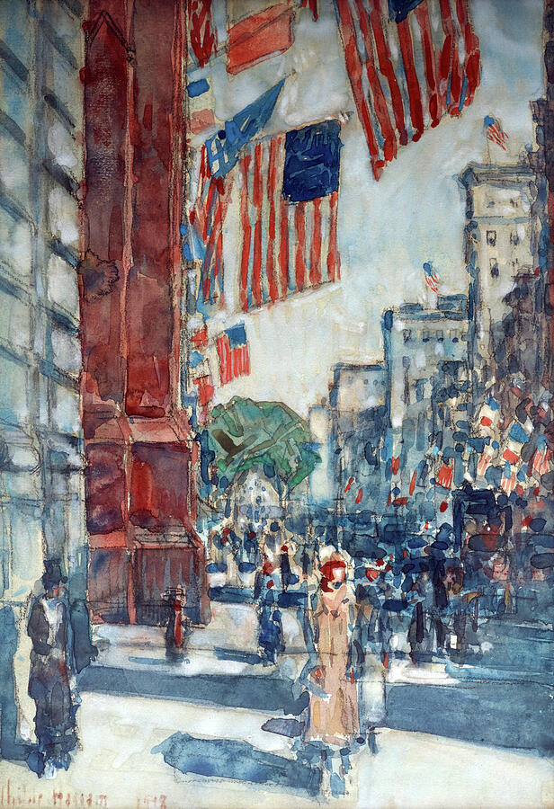 Fifth Avenue, Flags, 1918 Painting By Childe Hassam - Fine Art America