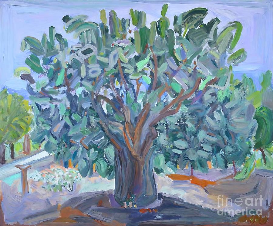 Nature Painting - Fig tree in Quarantine Painting quarantine plein air cat fig tree backyard background beautiful branch bright crown environment foliage forest green growth landscape leaf leaves light nature old by N Akkash