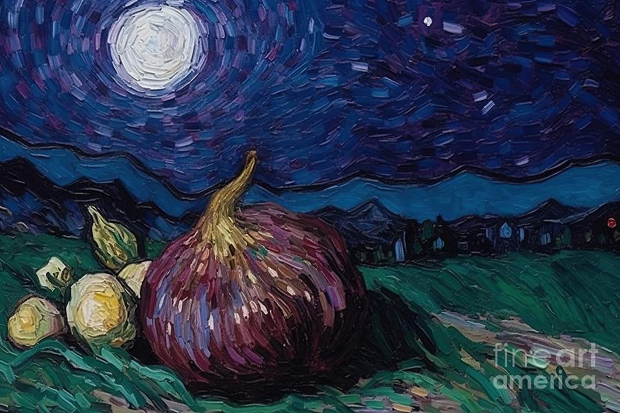 Vincent Van Gogh Painting - Fig Under Moon  by N Akkash