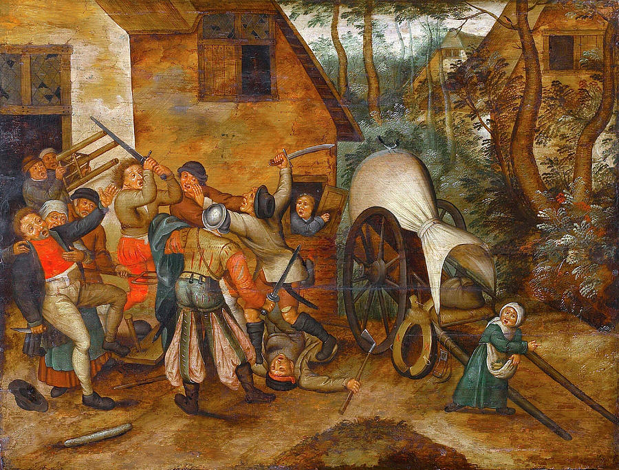 Fight between peasants and soldiers Painting by Pieter Bruegel the ...