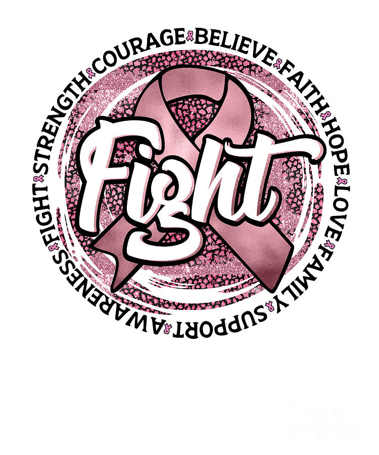 Fight Breast Cancer Awareness Ribbon Faith Hope Digital Art by Amusing DesignCo
