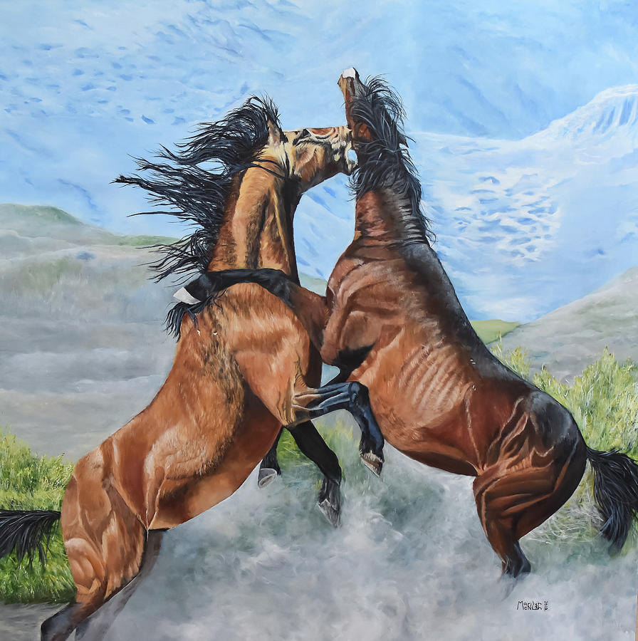 Fight For Leadership Painting by Marilyn McNish