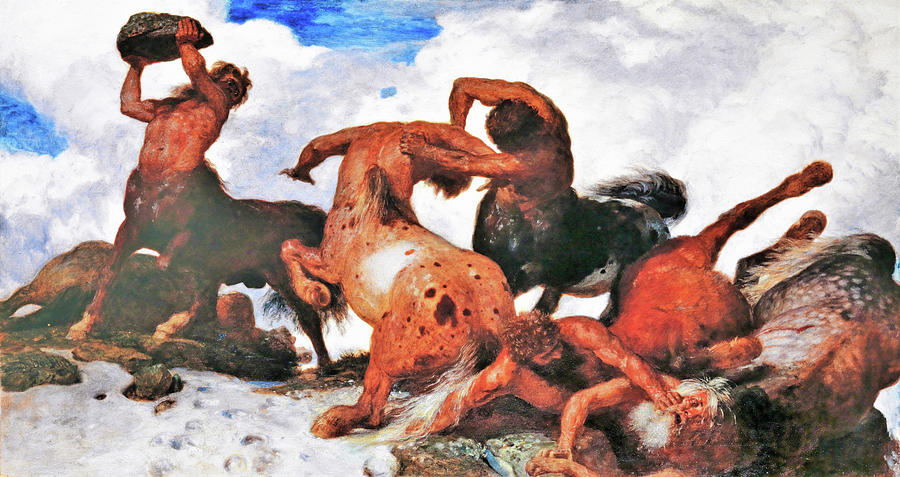 Arnold Bocklin Painting - Fight of the Centaurs - Digital Remastered Edition by Arnold Bocklin